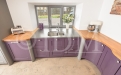 Shaker 95 – Ash – Painted Aubergine with V Groove Joints, Concave Curved Base Unit with S Shaped Doors