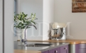 Shaker 95 – Ash – Painted Aubergine with V Groove Joints, Concave Curved Base Unit with S Shaped Doors