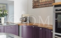 Shaker 95 – Ash – Painted Aubergine with V Groove Joints, Concave Curved Base Unit with S Shaped Doors